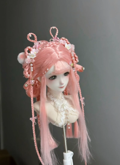You Ni BJD Long Hair Pink Ancient Chinese Updo Wig for 1/3 1/4 1/6 Ball-jointed Doll