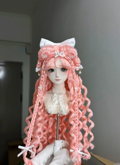 You Ni BJD Long Hair Pink Cat Ears Wig for 1/3 1/4 1/6 Ball-jointed Doll