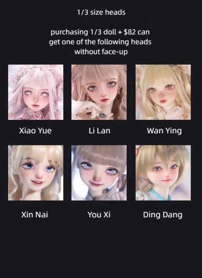 AEDOLL BJD Add-on Heads for 1/3 Ball Jointed Doll