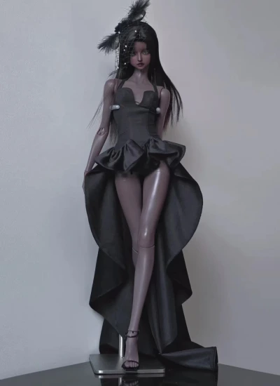 YEEVENTIDUE BJD Clothes Black Velvet Halter Gown for Large MSD Size Ball Jointed Doll