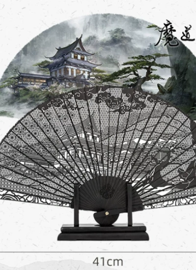 Black Purple Sandalwood Fan for Human