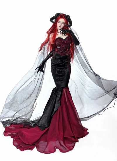 Dimension point BJD Scarlet Phantom Gala Outfit Suit Set for Large MSD /SD Ball-jointed Doll