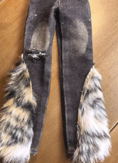 BJD Clothes Punk Style Distressed Ripped Jeans for 1/3 62cm HID 68cm Ball-jointed Doll