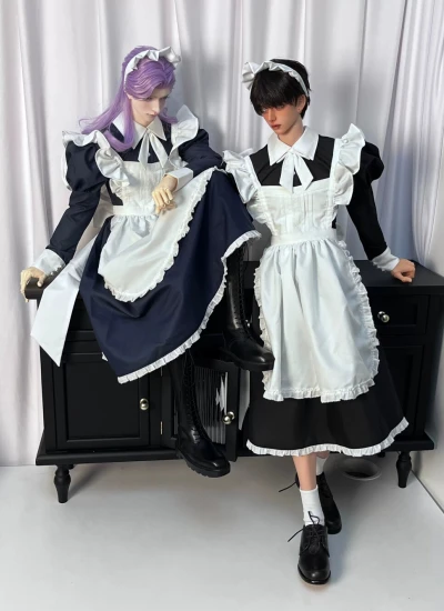 Anuo BJD Clothes [Not Happy to Serve You] Maid Outfit for 70cm 73cm 75cm 77cm Ball-jointed doll