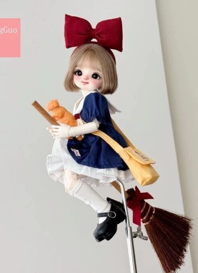 TangGuo BJD Clothes Kiki's Delivery Service Fairy Tale Bow Crossbody Bag Outfit Set for 1/6 Size Ball Jointed Doll