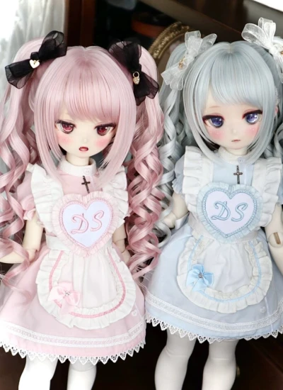 BJD Wig Heat-resistant Fiber Princess Curls Double Ponytail Curly Wig for 1/4 1/3 Ball-jointed Doll