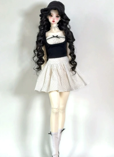 BJD Clothes Short Sleeve Top Polka Dot Skirt And Socks Set for IMPL68Lchest/63Lchest Size Ball-jointed Doll