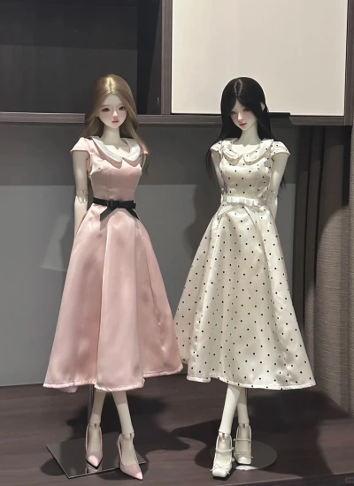 BJD Clothes Polka Dot Noble Three‑Color Dress Set for IMPL68Lchest/63Lchest Size Ball-jointed Doll