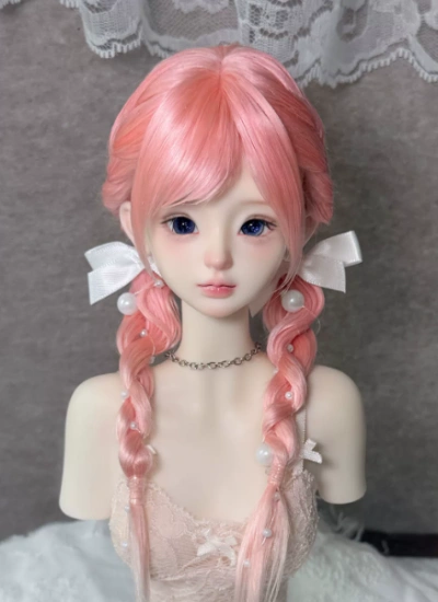 BJD Pearl Braided Hairstyle Wig Pink SD/MSD/YOSD Size Ball-jointed Doll