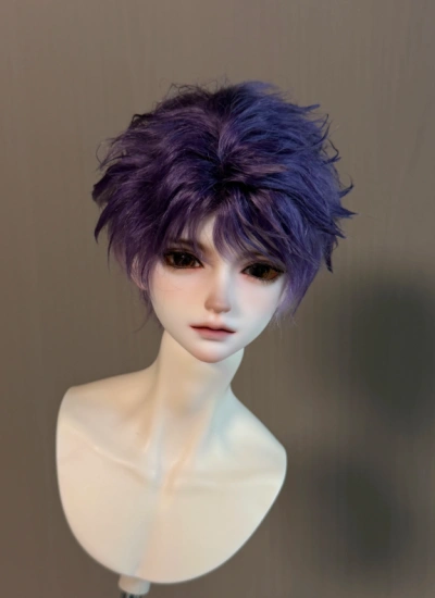 ドール用ウィッグ ショートヘアー ハリネズミスタイル アニメ風 モヘア材質 パープル YOSD/MSD/SDサイズ 球体関節人形用 BJD用