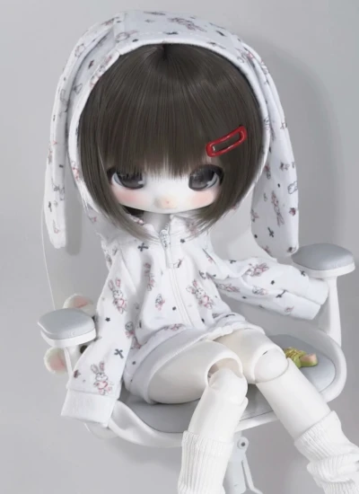 BJD Clothes Bunny Ear Jacket for [1/3 Head+1/6 Body] Size Ball-jointed Doll