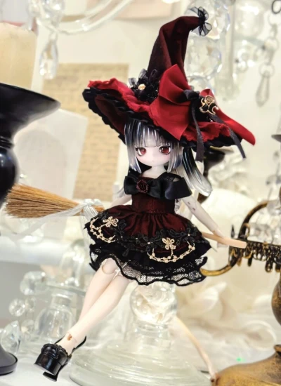 BJD Clothes Halloween Witch Dress Set for 1/12 1/8 OB11 Size Ball-jointed Doll