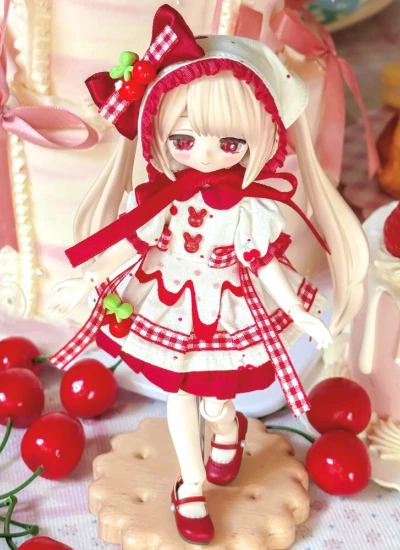 BJD Clothes Cute Dress Set for 1/12 1/8 OB11 Size Ball-jointed Doll