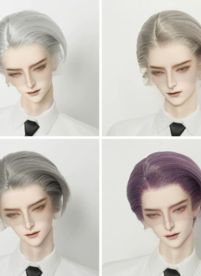 BJD Wig Short Ultra‑Soft Three‑Point Widow's Peak Wig for 1/3 Size Ball-jointed Doll