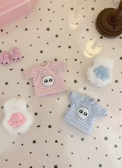 Tearain BJD Two‑Tone Lamb Striped Short Sleeve for 1/6/ob22/ob24 Girl Ball-jointed doll