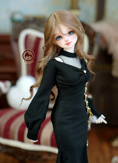 ドール用服 ワンピース ブラック MDD/SDM/大MSD/普MSDサイズ用 女の子用 球体関節人形用 BJD用