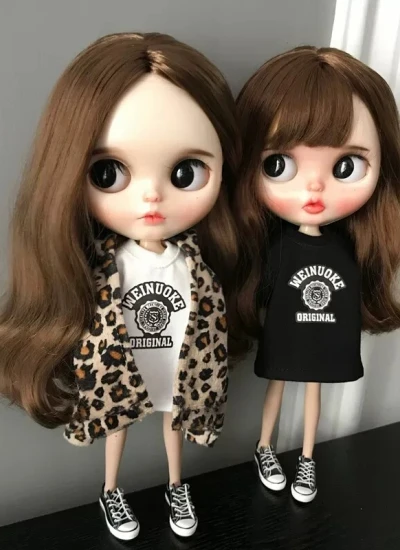 BJD Clothes Leopard Print Coat T-shirt for Blythe OB24 OB27 Ball-jointed doll