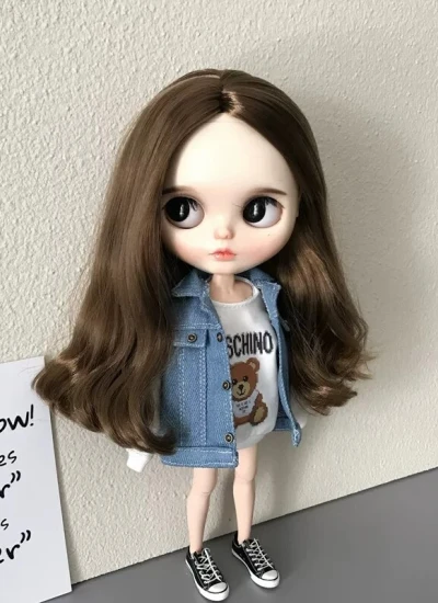 BJD Clothes Denim Vest T-shirt Top for Blythe OB24 OB27 Ball-jointed doll