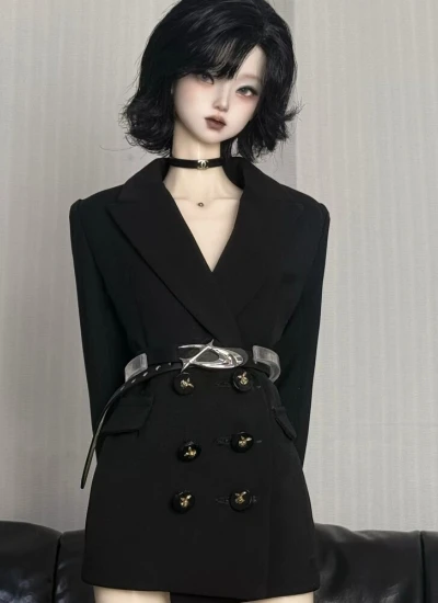 BJD Clothes Black Rose Fitted Blazer for 1/4 Size Ball-jointed Doll
