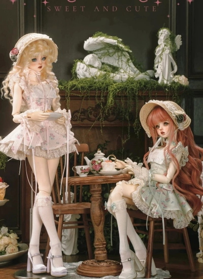 BJD Clothes【Mei Mei】Everyday Pastoral Floral Dress Doll Outfit Set for Large MSD/MSD Size Ball-jointed Doll
