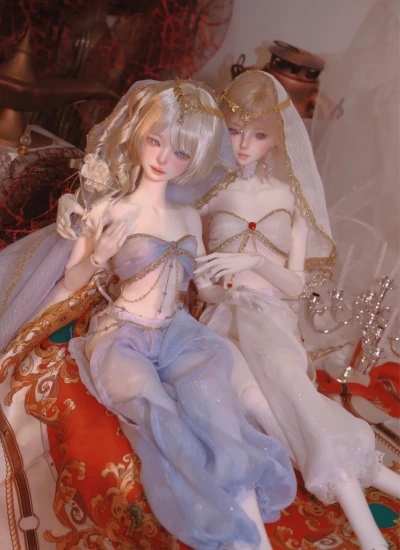 XYM BJD Golden Sand Silhouette Ancient Style Western Regions Outfit Set for MSD Size Ball-jointed Doll