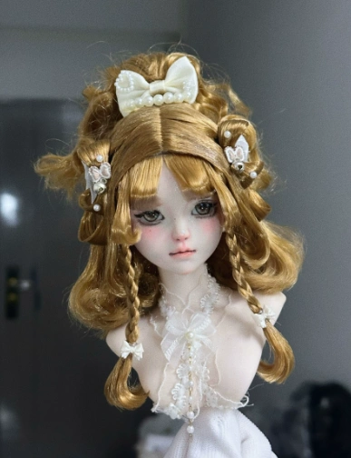 You Ni BJD Brown Half-Up Ponytail with Bow Wig for 1/3 1/4 1/6 Ball-jointed Doll