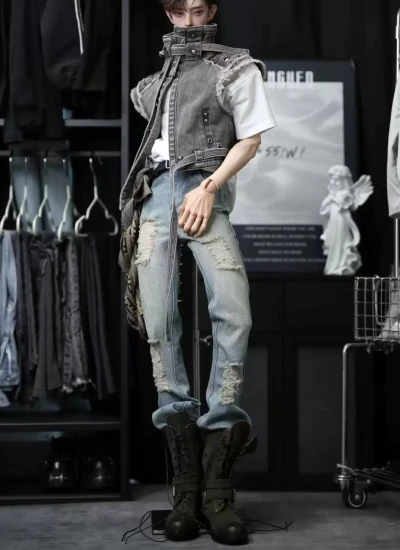 BJD Clothes [Lost Isle] Distressed Flare Jeans for Large 1/4 Special 1/4 73cm 75cm 77cm Ball-jointed Doll