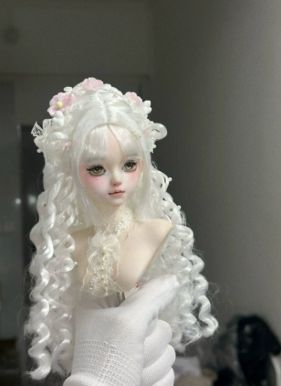 You Ni BJD White Fairy Floral Hairpin Wig for 1/3 1/4 1/6 Ball-jointed Doll