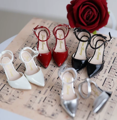 BJD Shoes Patent Leather Pointed Toe Lace-Up Stiletto Heels for 1/4 Size Ball-jointed Doll