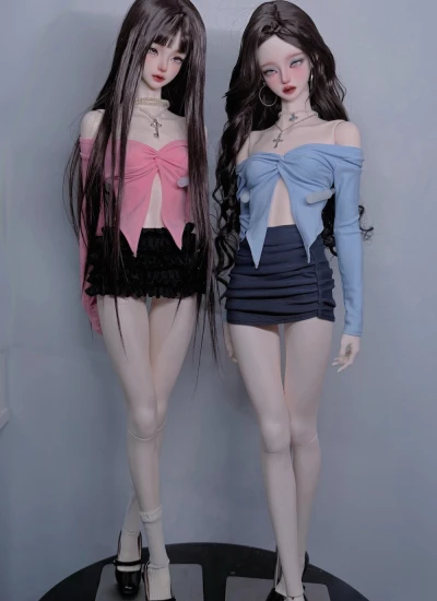 BJD Clothes Off Shoulder Crop Top Bodycon Skirt for 1/4 1/3 Size Ball Jointed Doll