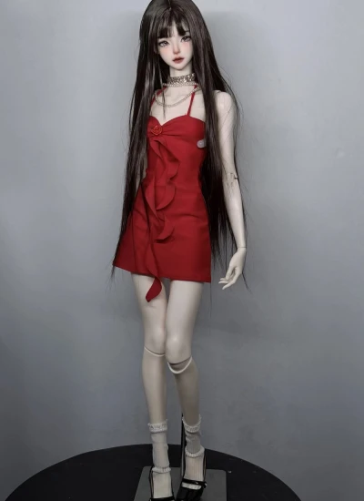 ドール用服 ワンピース レッド 女の子用 MSD/AS60cmサイズ人形用  球体関節人形用 BJD用