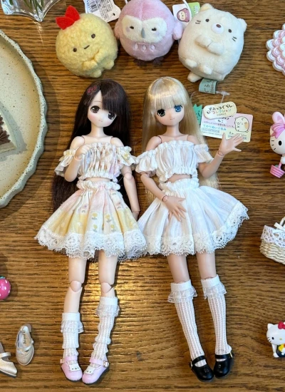 BJD Clothes Off Shoulder Top Lace Trim Skirt for OB24 AZONE Size Ball Jointed Doll
