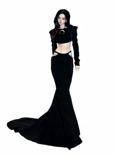 YEEVENTIDUE BJD Clothes Black Dress Set for Large SD/Z70/DZ71/IMPL68 Size Ball Jointed Doll