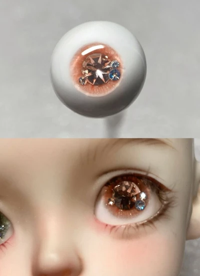 ドール用アイ レジンアイ「小桔灯」キラキラ オレンジ 石膏+樹脂アイ 10mm/12mm/14mm/16mmサイズ人形用 BJD