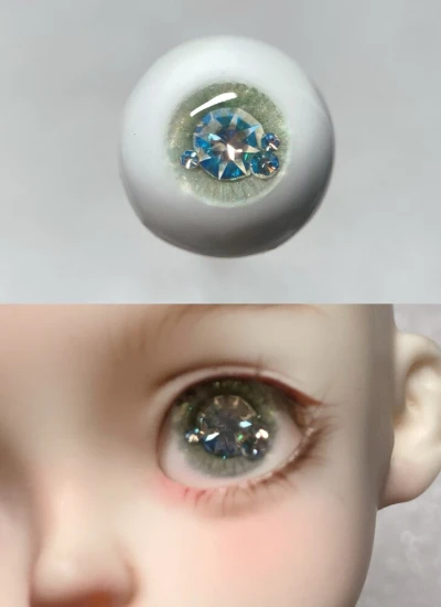 ドール用アイ レジンアイ「緑光 Green Light」キラキラ グリーン 石膏+樹脂アイ 10mm/12mm/14mm/16mmサイズ人形用 BJD