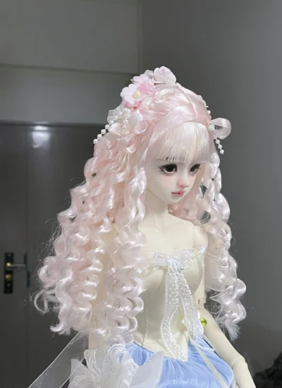 You Ni BJD Pink Fairy Flower Hairpin Hairstyle Wig 1/3 1/4 1/6 Ball-jointed Doll