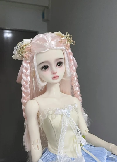 You Ni BJD Pink Half-up Lily of the Valley Braided Wig for 1/3 1/4 1/6 Ball-jointed Doll