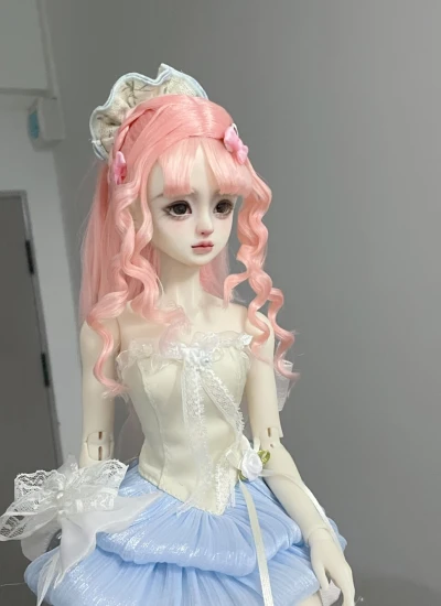 ドール用ウィッグ ハイポニーテール ピンク  YOSD/MSD/小顔SD/SDサイズ用 BJD用