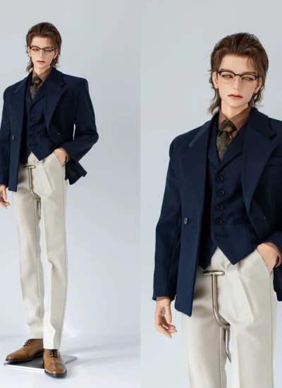 BJD Clothes Boy Deep Navy Jacket Vest Pants for ID75 YC76 YC77 AM77 Size Ball-jointed Doll