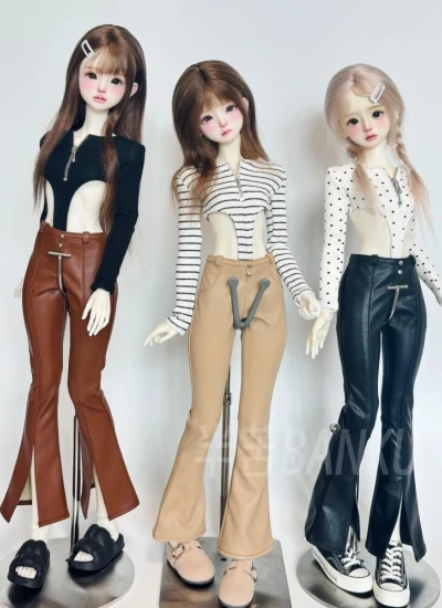 BJD Clothes Leather Flare Pants Bodysuit for OB24 1/6 1/5 1/4 1/3 Ball-jointed Doll