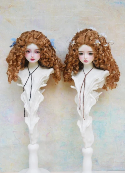 NO.5 BJD Brown Synthetic Mohair Long Curly Wig for 1/6 1/4 1/3 Ball-jointed Doll