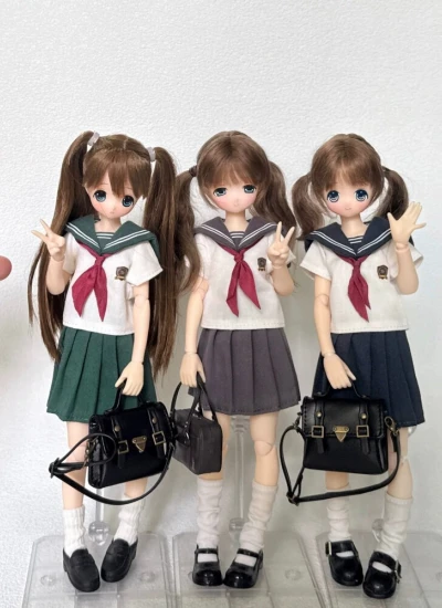 BJD Clothes Sailor T-shirt Pleated Skirt Shorts for Azone OB22 OB24 Size Ball-jointed Doll