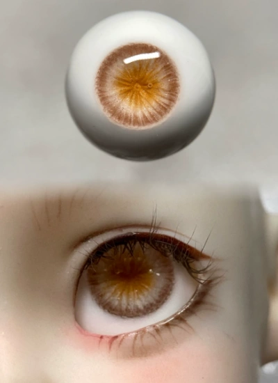 ドール用アイ レジンアイ リアル風 石膏+樹脂アイ オレンジ 10mm/12mm/14mm/16mmサイズ人形用 BJD