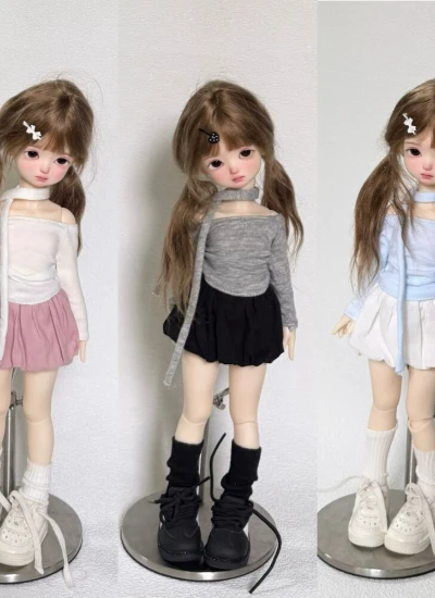 BJD Clothes Off-shoulder Top Bud Skirt for 1/6 Size Ball-jointed Doll