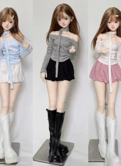 BJD Clothes Off-shoulder Top Bud Skirt for 1/4 Large 1/4 Size Ball-jointed Doll