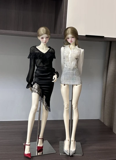 YEEVENTIDUE BJD Clothes Black White Shirt and Skirt Set for SD16/fanfan 2.0/Z70/DZ71/IMPL68 Size Ball Jointed Doll