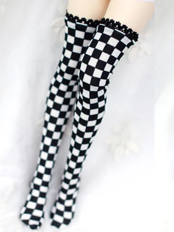 Bjd Socks Boys/Girls Black/Blue Gird High Socks for SD/MSD/YSD Ball-jointed Doll