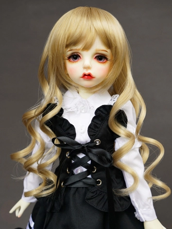  1/4 Wig Girl Gold Curly Hair Wig for MSD Size Ball-jointed Doll