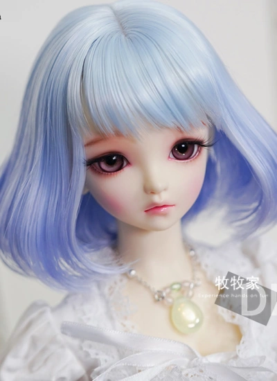 BJD Wig Girl Blue Short Hair Wig for SD/MSD Size Ball-jointed Doll