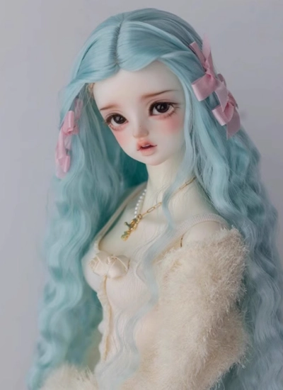 BJD Wig Girl Cyan High Temperature Long Hair for SD MSD YOSD Size Ball Jointed Doll